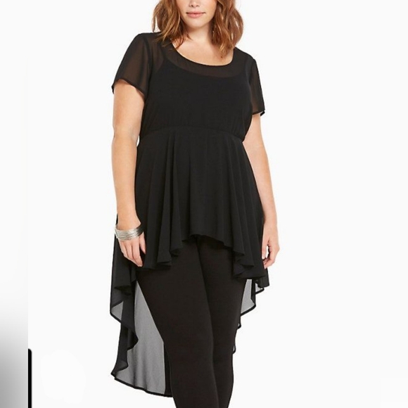 Torrid Plus Size Extreme High Low Chiffon Babydoll Top Size 2 - Picture 1 of 5